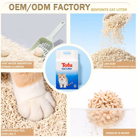 Producto de gato de arena para gatos de tofu aglutinante rápido desechable ecológico natural precio de fabricante